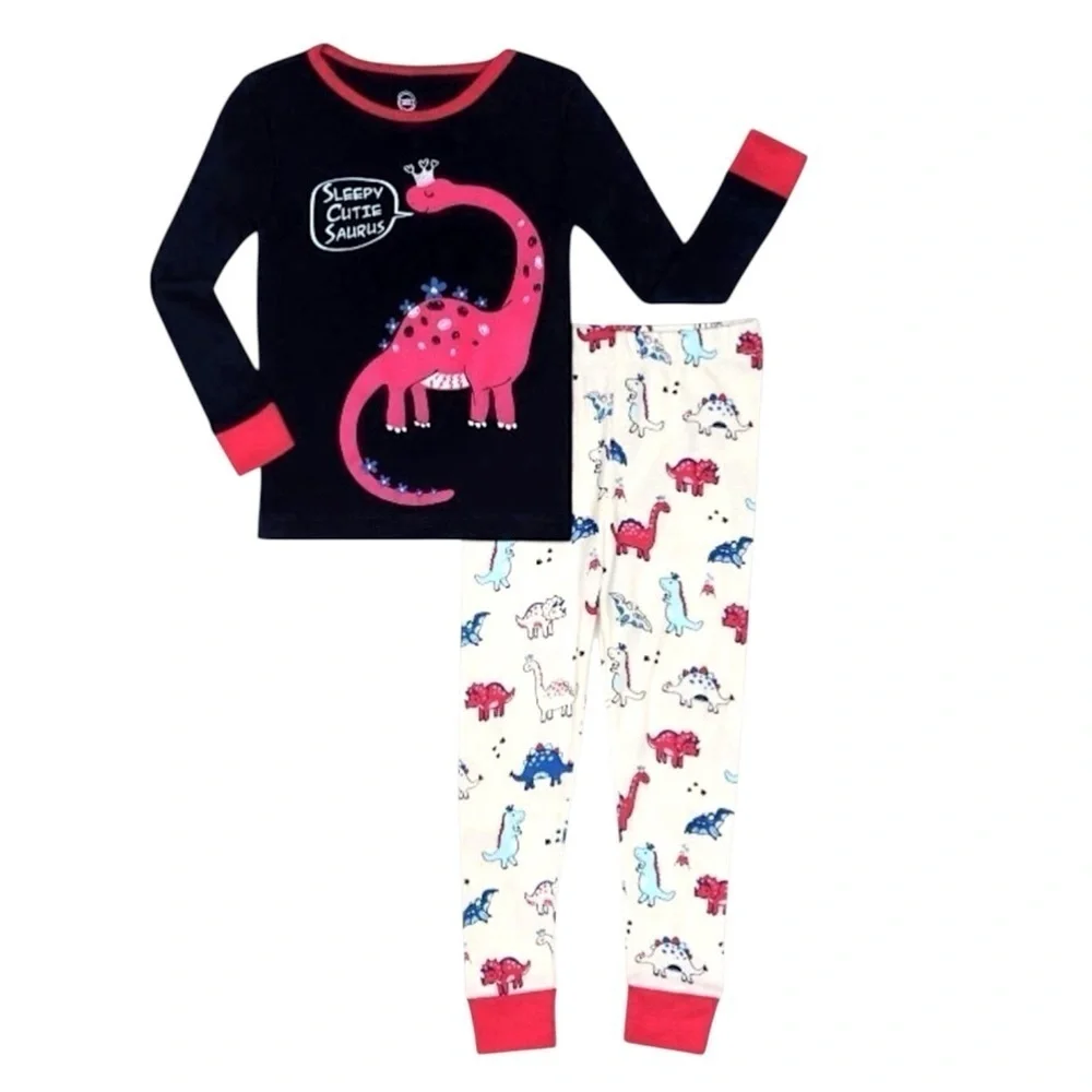 𝅺Wonder Nation Infant Girls 12 Mo Dinosaur Pajamas Long Sleeve Sleepy Saurus NWT